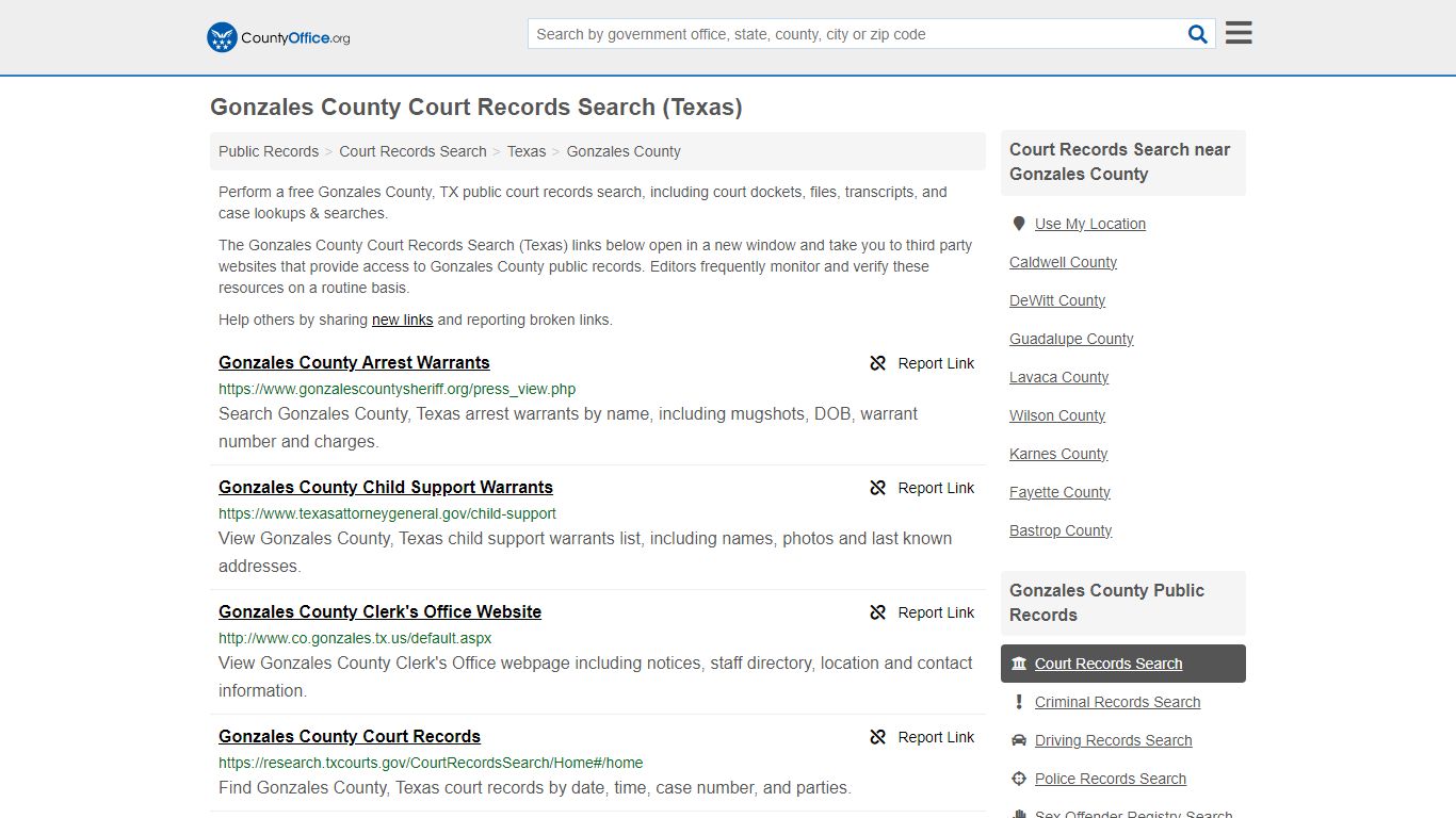 Gonzales County Court Records Search (Texas) - County Office