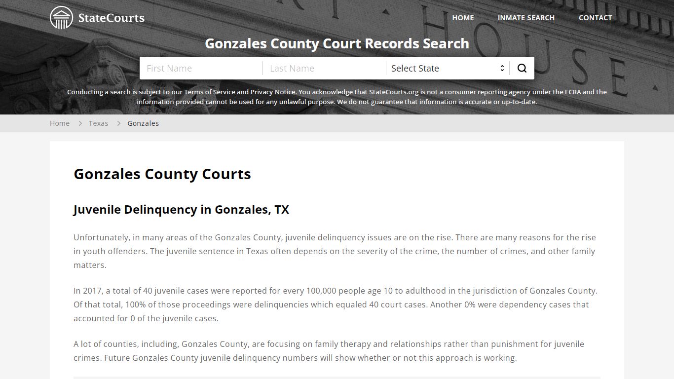 Gonzales County, TX Courts - Records & Cases - StateCourts