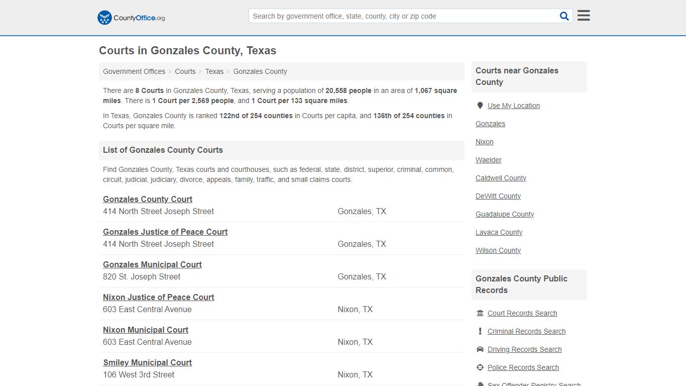 Courts - Gonzales County, TX (Court Records & Calendars)