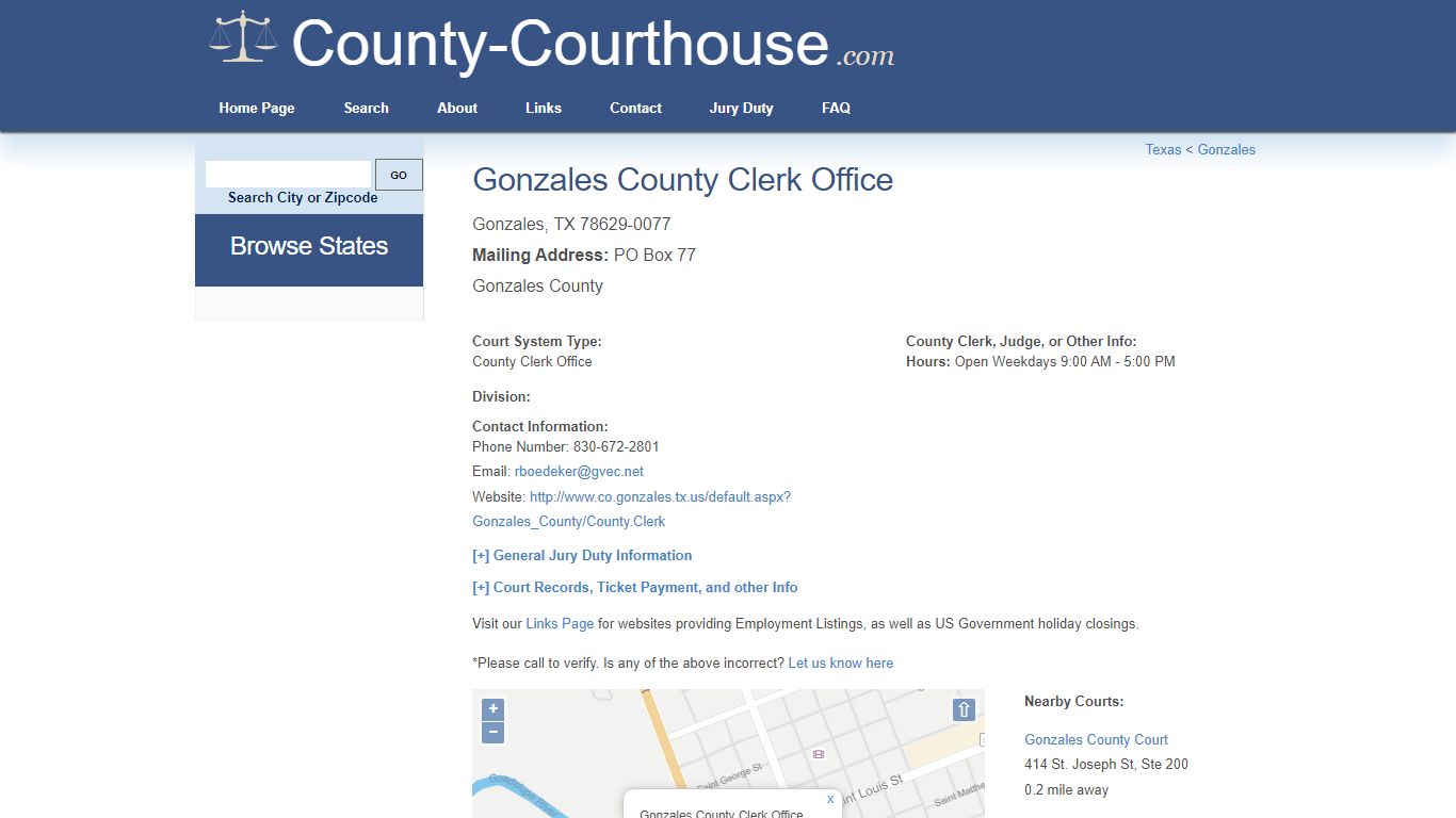 Gonzales County Clerk Office in Gonzales, TX - Court Information